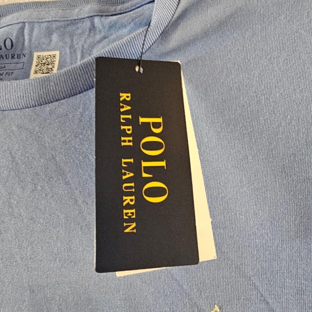 NWT Polo Ralph Lauren Men's Blue Short Sleeve Custom Slim Fit Tee Size M - Picture 8 of 12